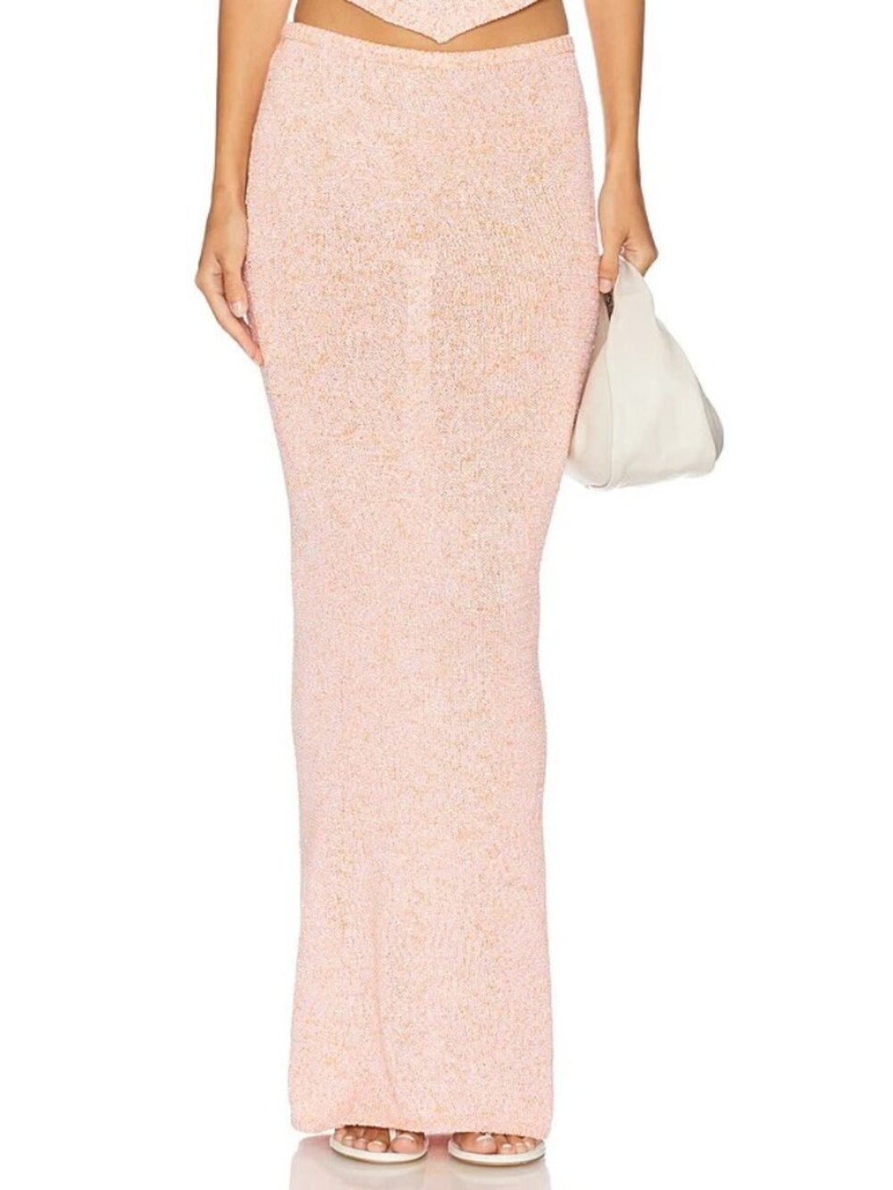 ASTA RESORT Carolina Skirt in Peach Sequin Orange